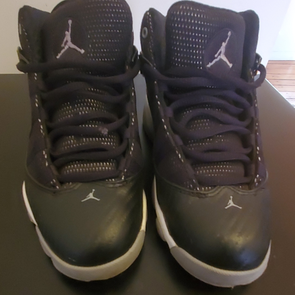 Black and gray Jordan basketball sneakers